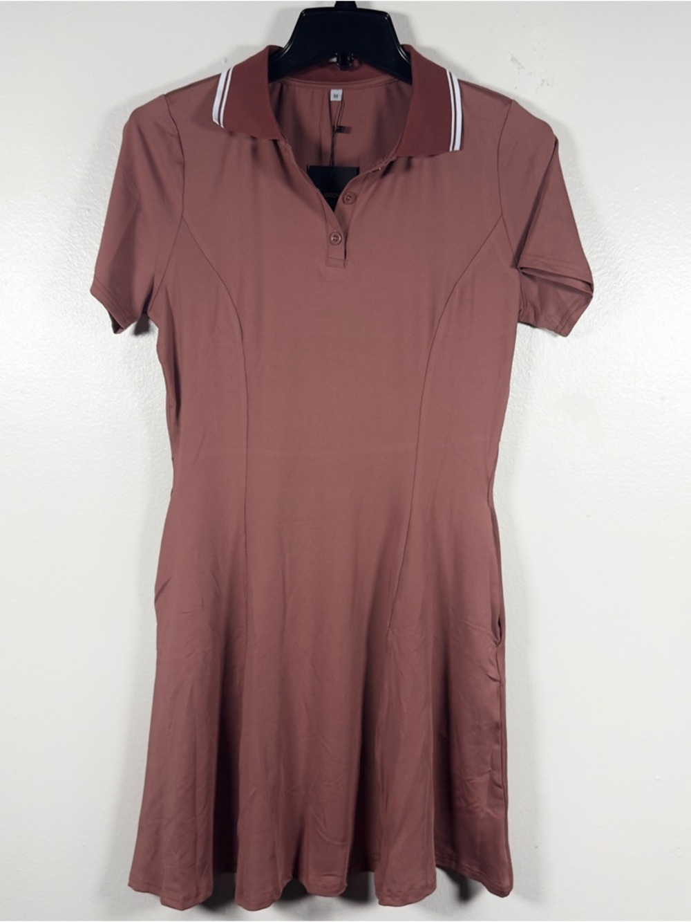 GGOV Brown Polo Skater Dress with Stripe Collar and Short set